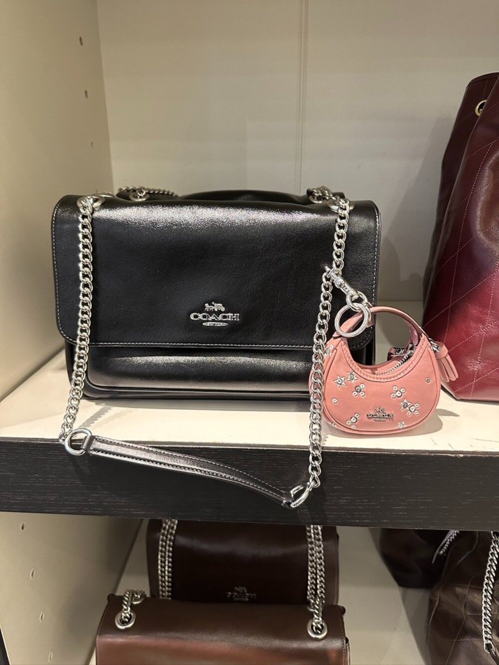 NWT! Coach CCF22 Mini Carmen Bag Charm With Star Print In Dusty Pink Silver - Picture 11 of 12